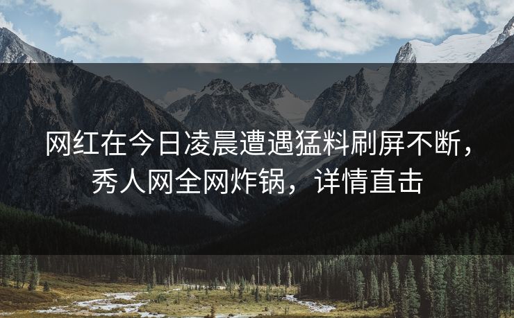 网红在今日凌晨遭遇猛料刷屏不断，秀人网全网炸锅，详情直击