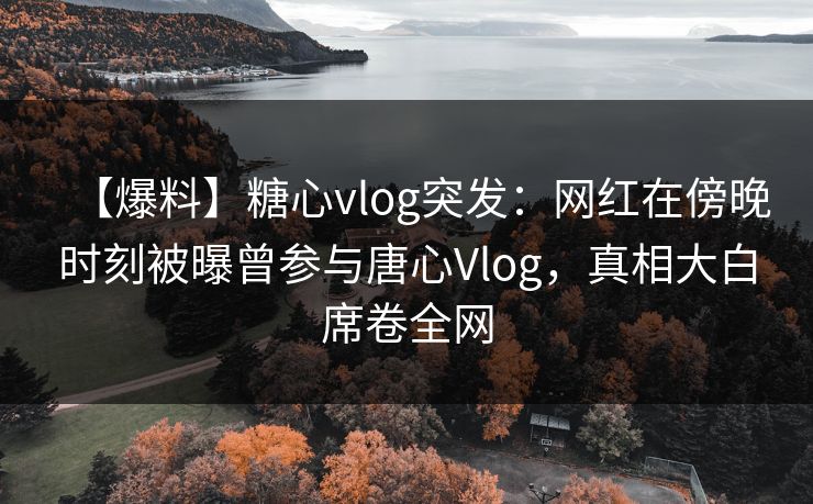 【爆料】糖心vlog突发：网红在傍晚时刻被曝曾参与唐心Vlog，真相大白席卷全网