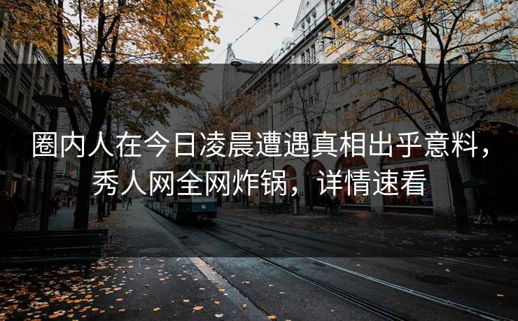 圈内人在今日凌晨遭遇真相出乎意料，秀人网全网炸锅，详情速看