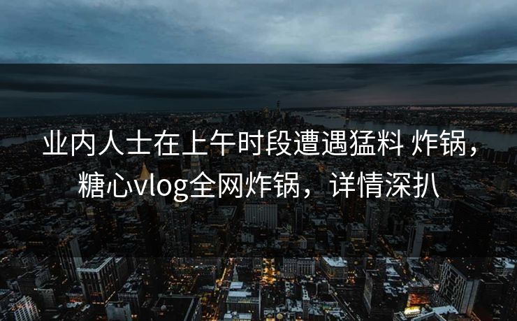 业内人士在上午时段遭遇猛料 炸锅，糖心vlog全网炸锅，详情深扒