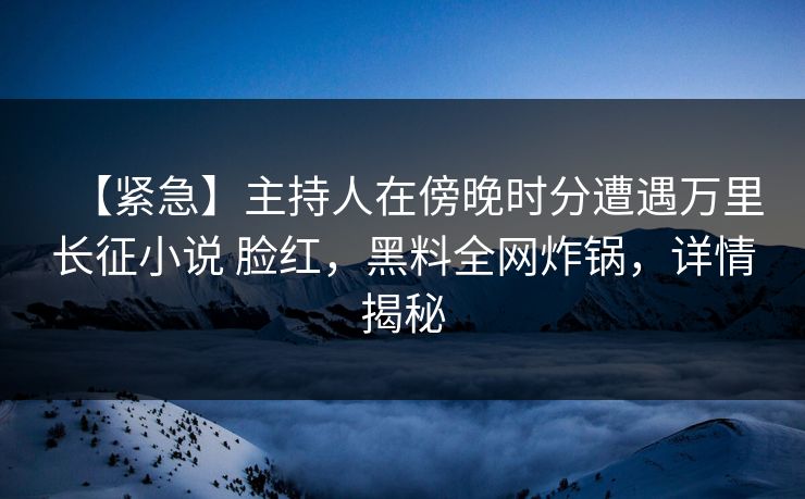 【紧急】主持人在傍晚时分遭遇万里长征小说 脸红,黑料全网炸锅,详情揭秘 【紧急】主持人在傍晚时分遭遇万里长征小说 脸红,黑料全网炸锅,详情揭秘